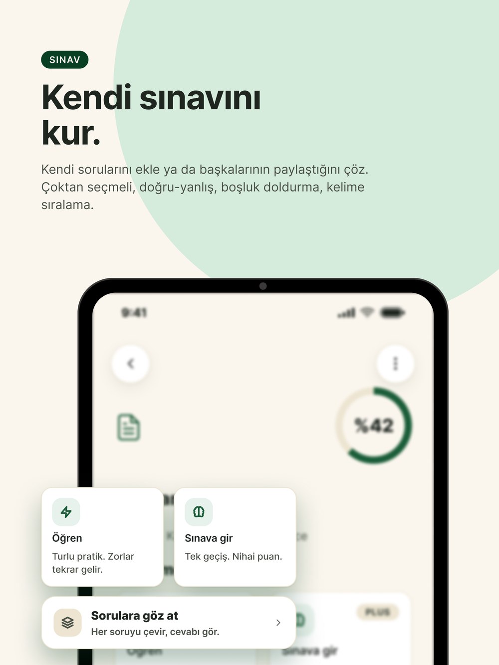 Kendi Sınavını Kurma Ekranı